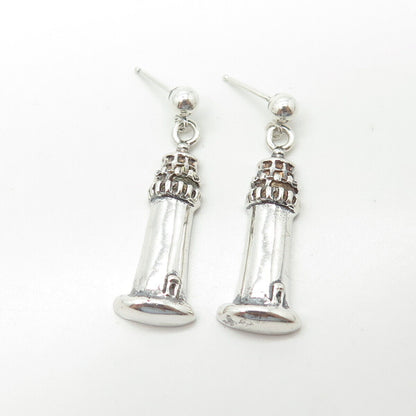 925 Sterling Silver Vintage Lighthouse Dangling Earrings