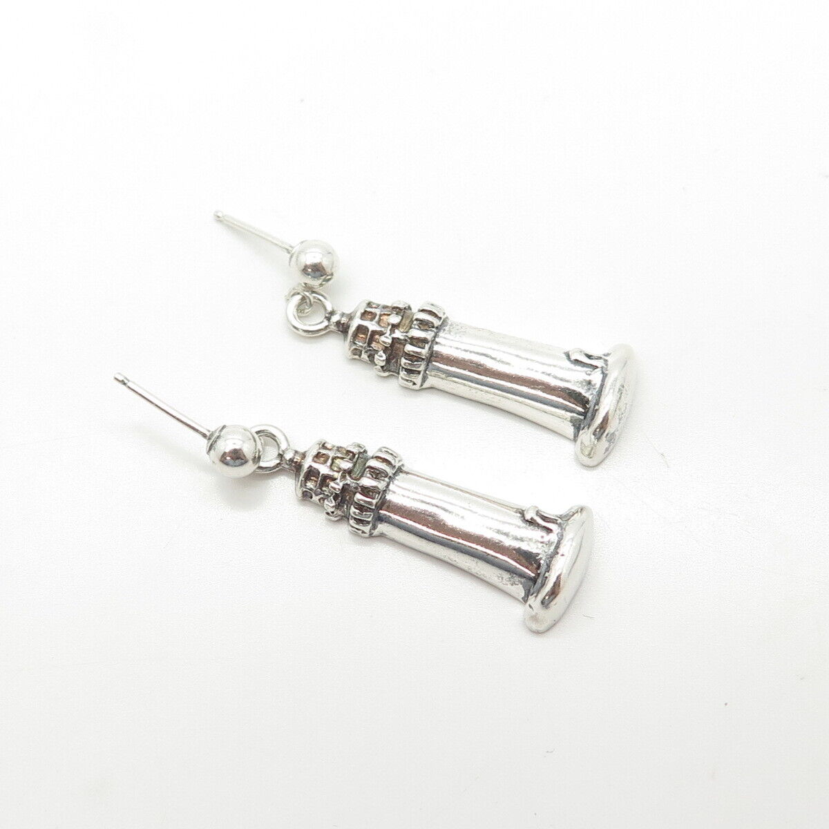 925 Sterling Silver Vintage Lighthouse Dangling Earrings