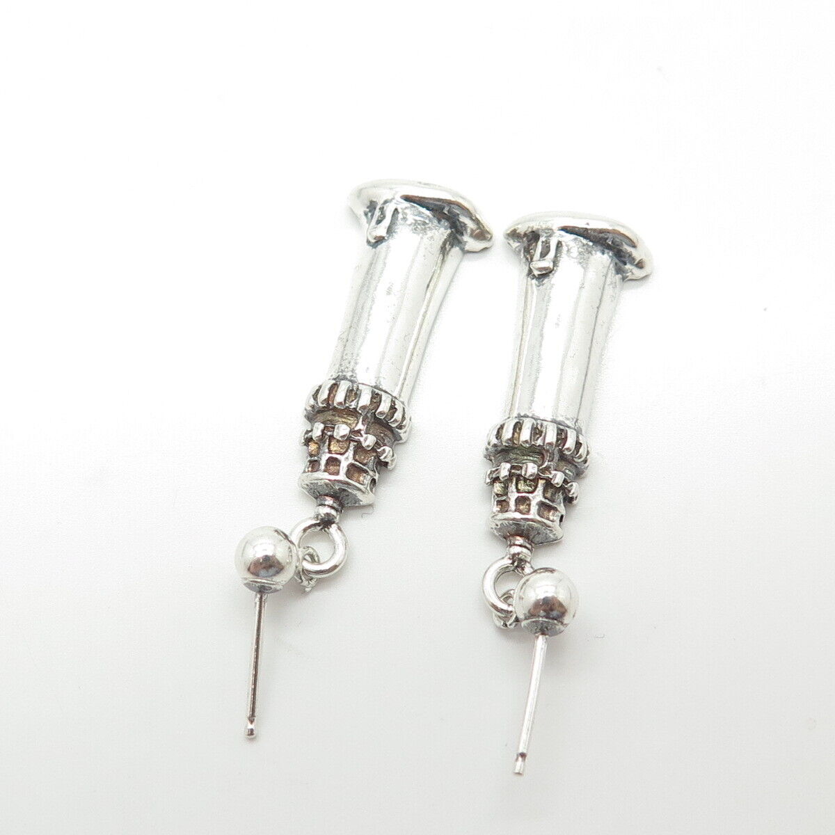 925 Sterling Silver Vintage Lighthouse Dangling Earrings