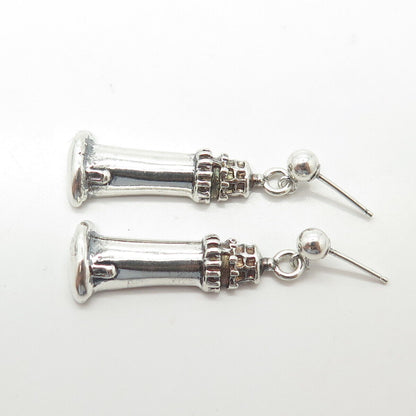 925 Sterling Silver Vintage Lighthouse Dangling Earrings