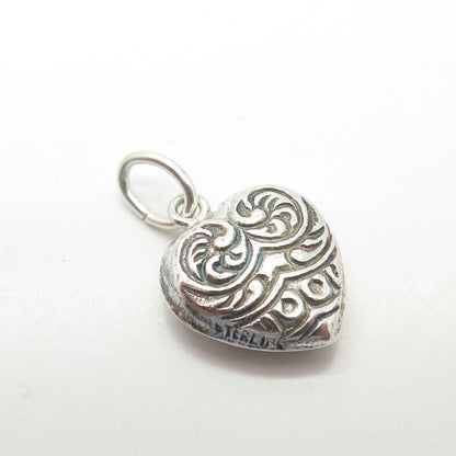 925 Sterling Silver Antique Art Deco Ornate Heart Chatelaine Charm Pendant