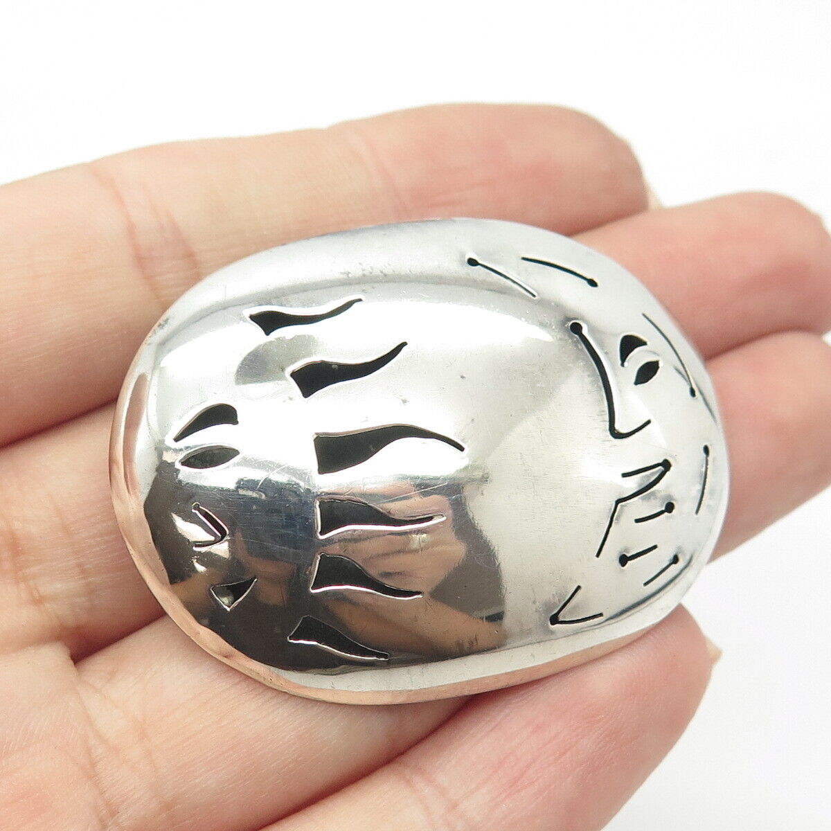 925 Sterling Silver Vintage Mexico Tribal Pin Brooch / Pendant