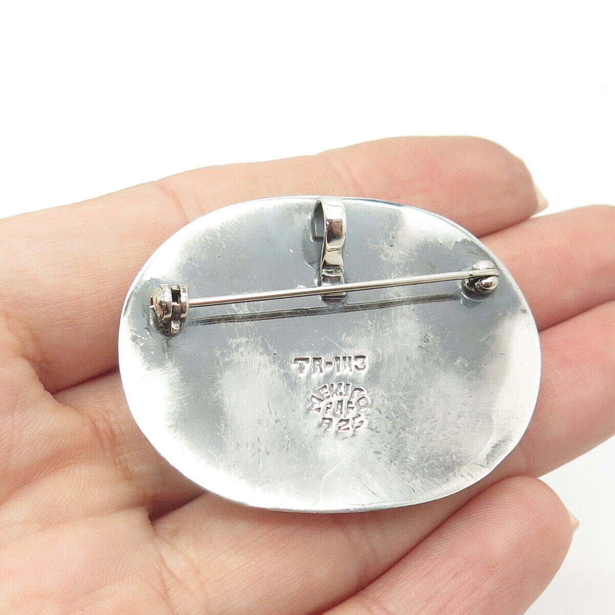 925 Sterling Silver Vintage Mexico Tribal Pin Brooch / Pendant