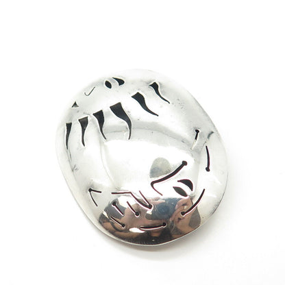 925 Sterling Silver Vintage Mexico Tribal Pin Brooch / Pendant