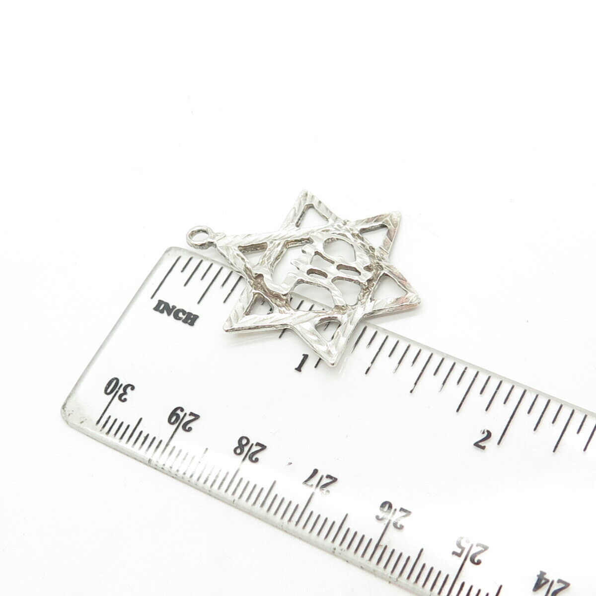 925 Sterling Silver Vintage Star of David Mazel Judaica Pendant