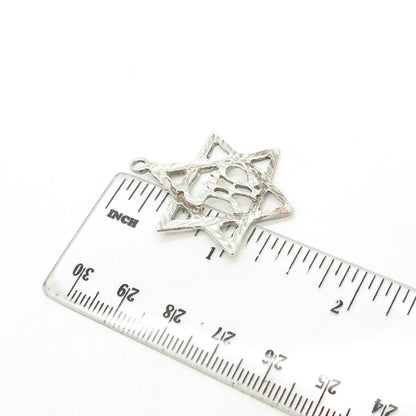 925 Sterling Silver Vintage Star of David Mazel Judaica Pendant