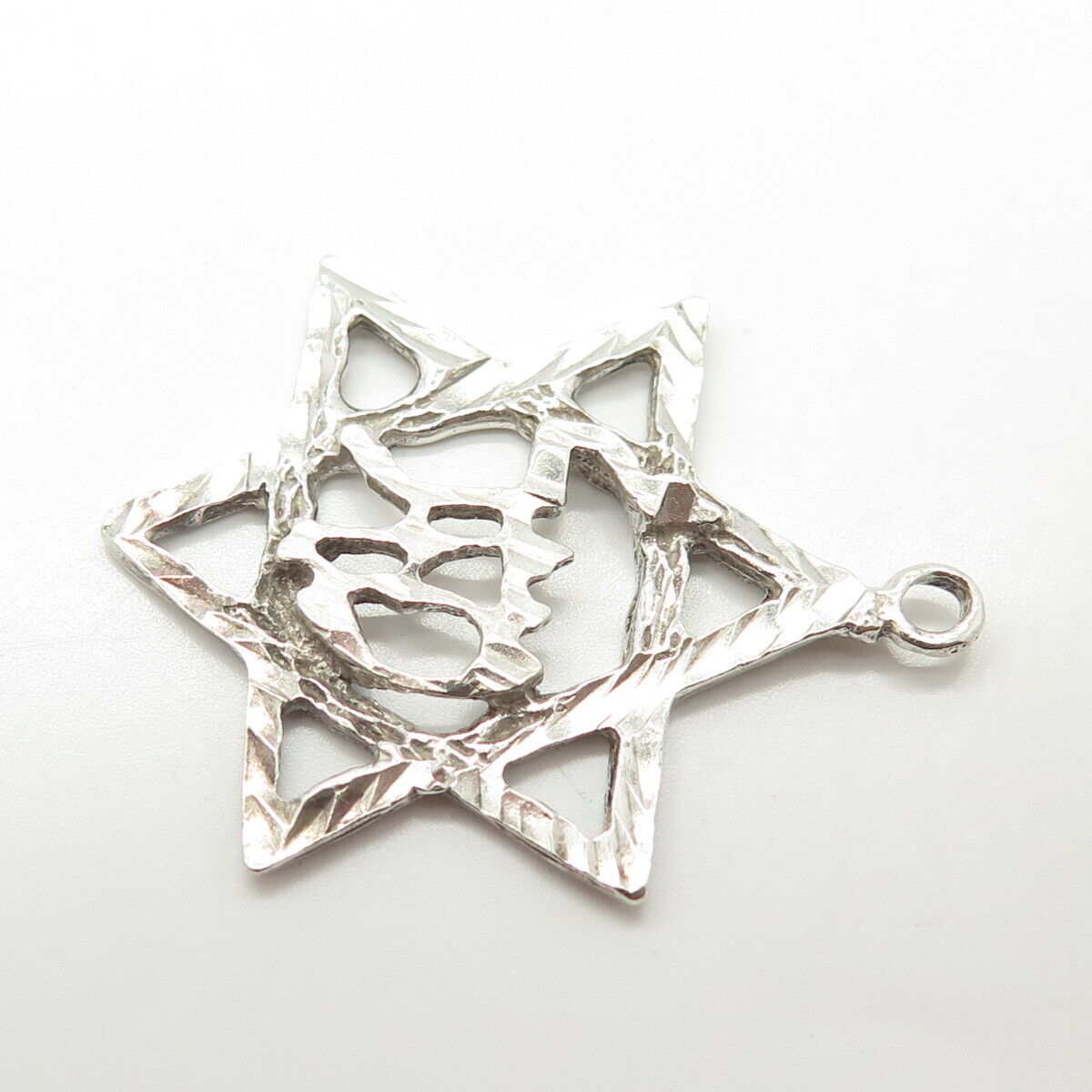 925 Sterling Silver Vintage Star of David Mazel Judaica Pendant