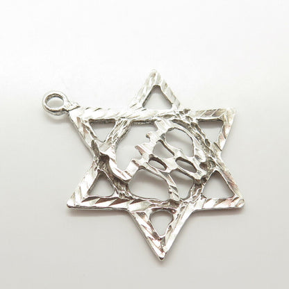 925 Sterling Silver Vintage Star of David Mazel Judaica Pendant