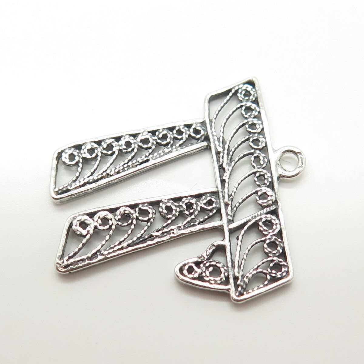 925 Sterling Silver Vintage Filigree Chai Judaica Pendant