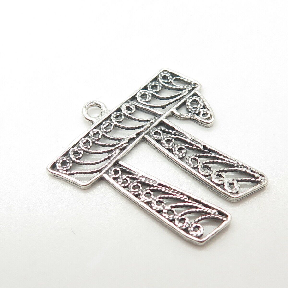 925 Sterling Silver Vintage Filigree Chai Judaica Pendant