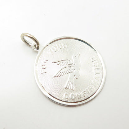 925 Sterling Silver Vintage AC "For Your Confirmation" Round Tag Pendant