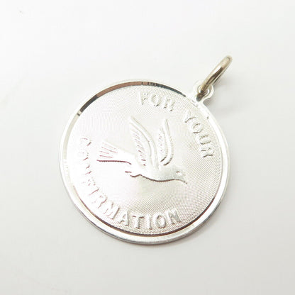 925 Sterling Silver Vintage AC "For Your Confirmation" Round Tag Pendant