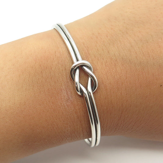 925 Sterling Silver Vintage Knot Adjustable Cudd Bracelet 6.5"