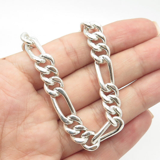 925 Sterling Silver Vintage Mexico Figaro Chain Necklace 20"