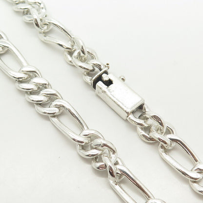 925 Sterling Silver Vintage Mexico Figaro Chain Necklace 20"