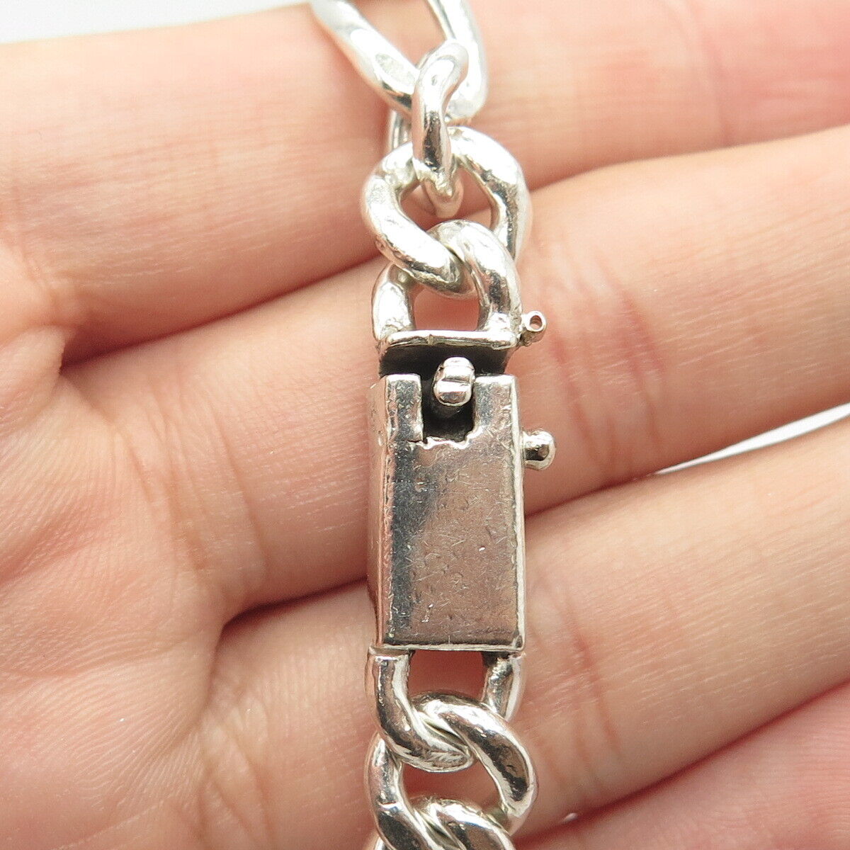 925 Sterling Silver Vintage Mexico Figaro Chain Necklace 20"