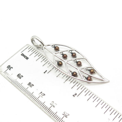 925 Sterling Silver Real Pearl Leaf Floral Pendant