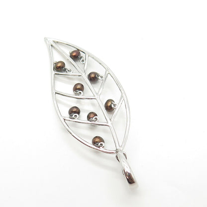 925 Sterling Silver Real Pearl Leaf Floral Pendant