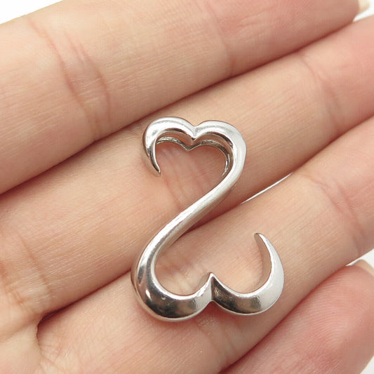 925 Sterling Silver Open Hearts Slide Charm Pendant