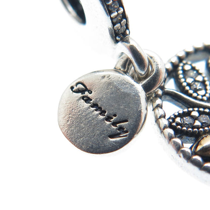 PANDORA 925 Sterling Silver Round-Cut C Z Tree of Life Family Dangle Charm