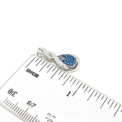 925 Sterling Silver White & Blue C Z Slide Pendant