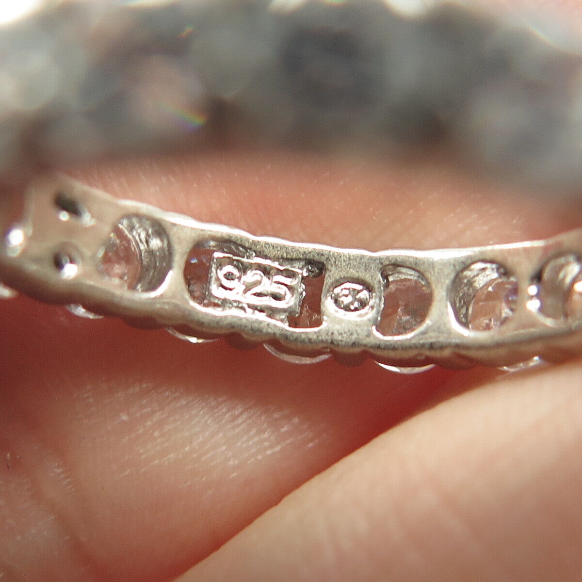 925 Sterling Silver C Z All Around Eternity Band Ring Size 6