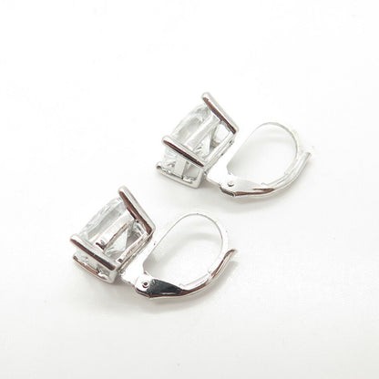 925 Sterling Silver White C Z Square Earrings