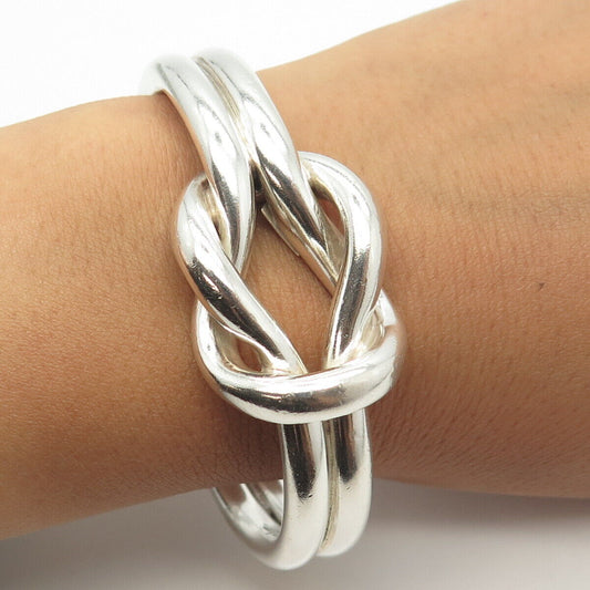 925 Sterling Silver Vintage Mexico Mariner Knot Adjustable Cuff Bracelet 6.25"