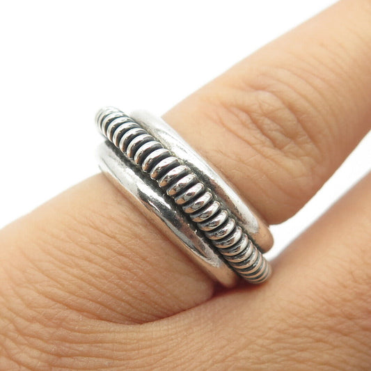 925 Sterling Silver Vintage Cord Rotating Band Ring Size 5