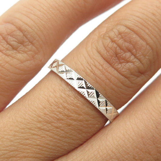 925 Sterling Silver Vintage Textured Stackable Band Ring Size 7