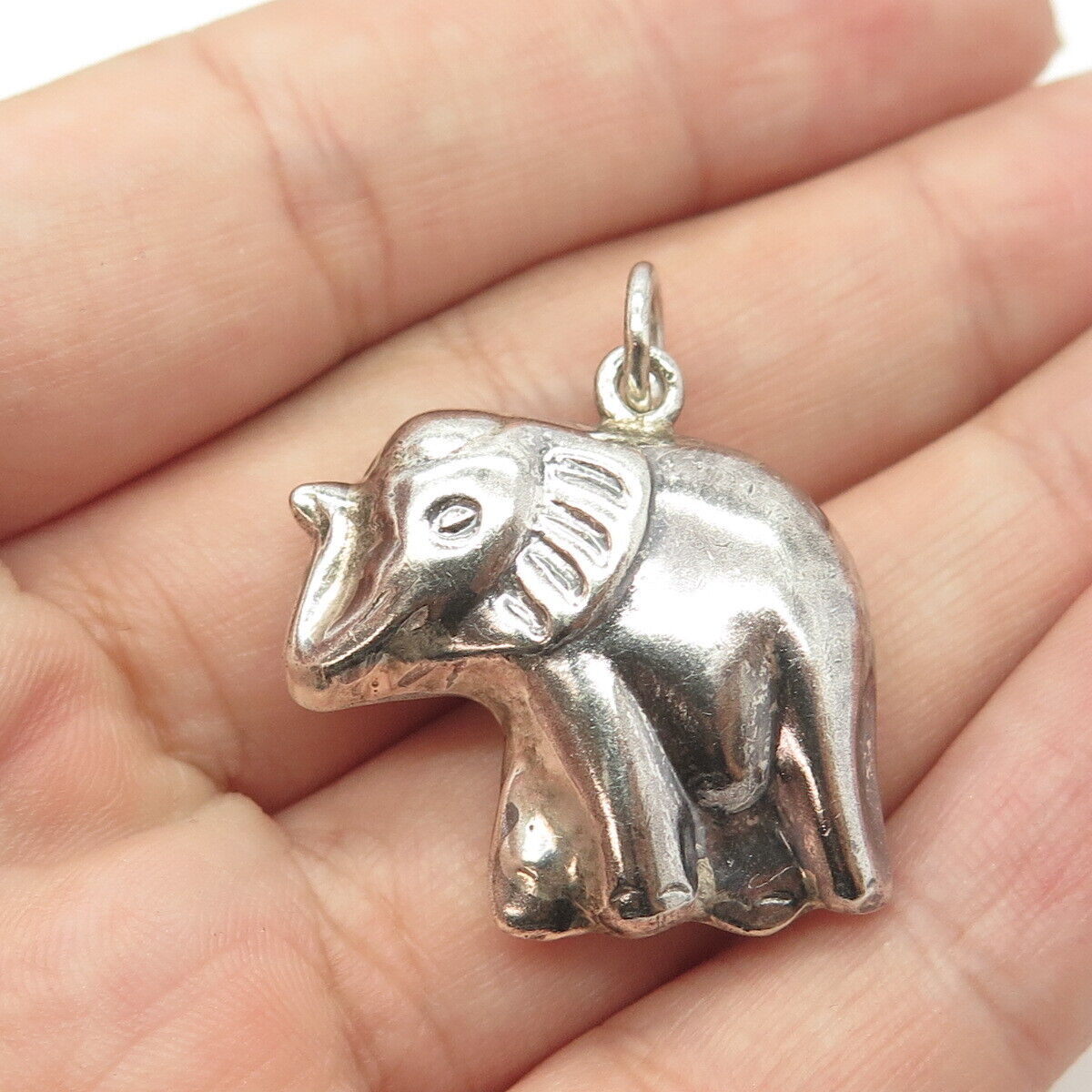 925 Sterling Silver Vintage Hollow Elephant Charm Pendant