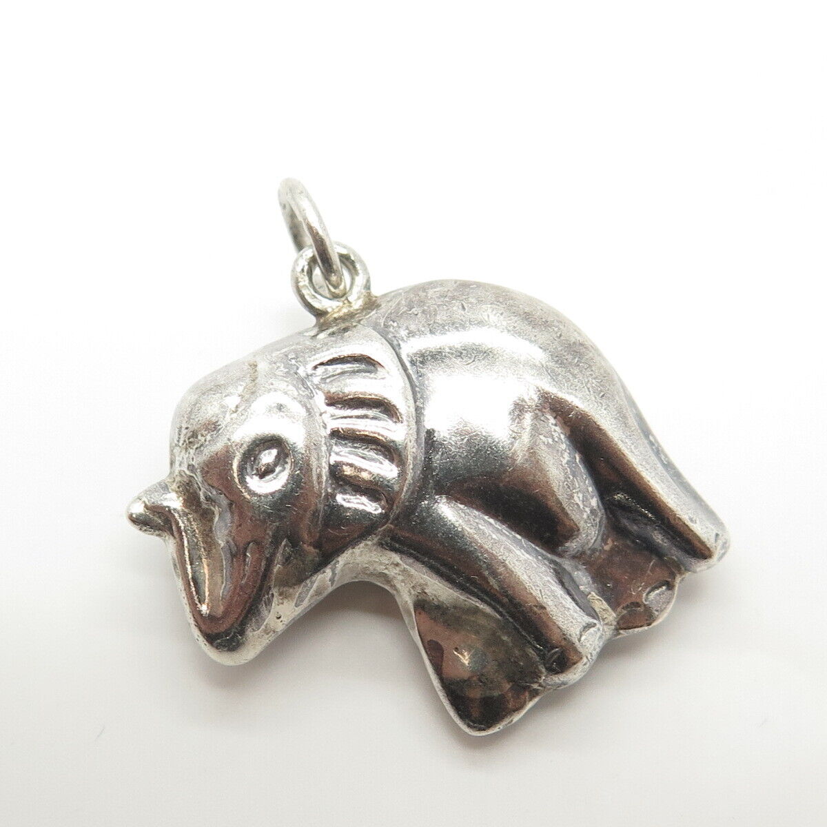 925 Sterling Silver Vintage Hollow Elephant Charm Pendant