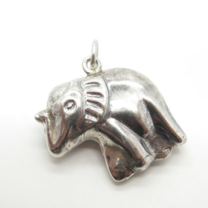 925 Sterling Silver Vintage Hollow Elephant Charm Pendant