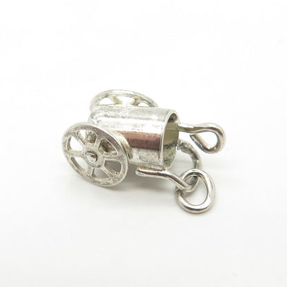 925 Sterling Silver Antique Art Deco Movable Garden Cart Basket Charm Pendant