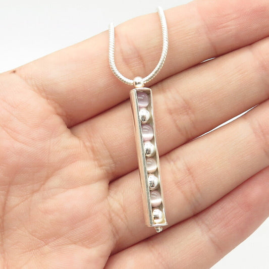 925 Sterling Silver Italy Fiber Optic Cat's Eye Gem Snake Chain Necklace 16"