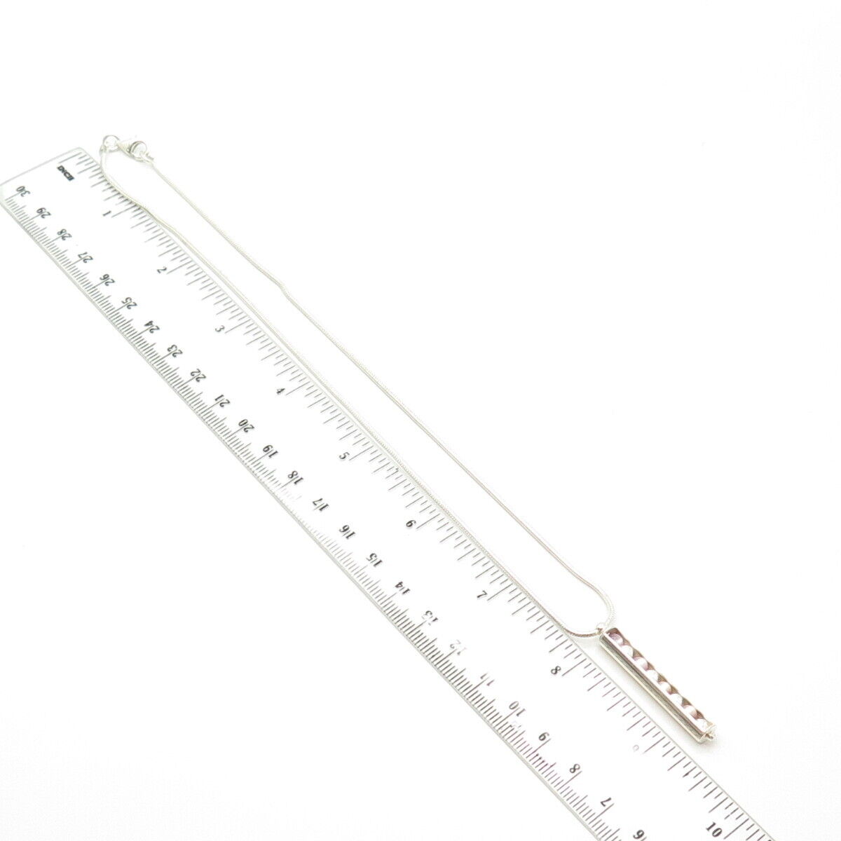 925 Sterling Silver Italy Fiber Optic Cat's Eye Gem Snake Chain Necklace 16"