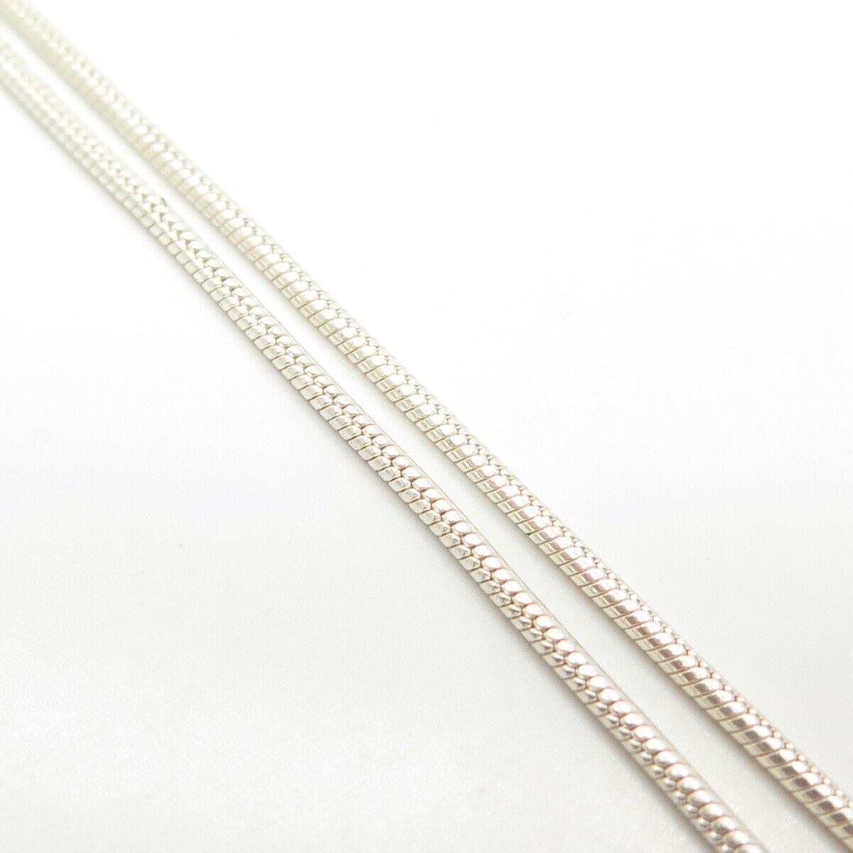 925 Sterling Silver Italy Fiber Optic Cat's Eye Gem Snake Chain Necklace 16"