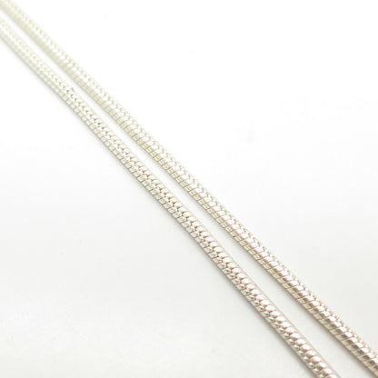 925 Sterling Silver Italy Fiber Optic Cat's Eye Gem Snake Chain Necklace 16"