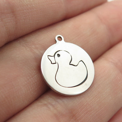 925 Sterling Silver USA Two In Town Duck Charm Pendant