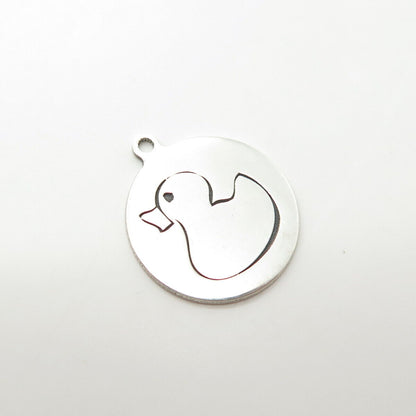 925 Sterling Silver USA Two In Town Duck Charm Pendant