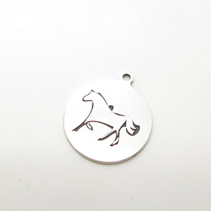 925 Sterling Silver USA Two In Town Horse Charm Pendant