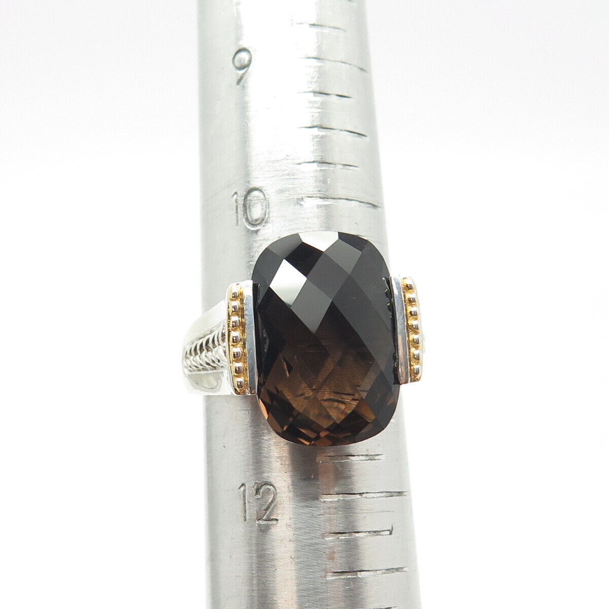 925 Sterling Silver Michelle Albala Real Smoky Quartz Ring Size 11