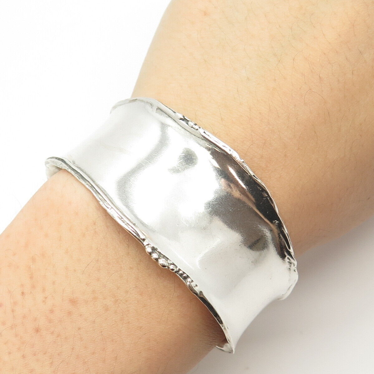 925 Sterling Silver Silpada Wide Curved Adjustable Cuff Bracelet 6.5"