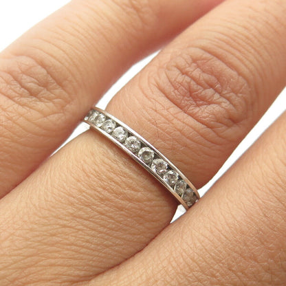 925 Sterling Silver Round-Cut Shaped C Z All Around Eternity Ring Size 5