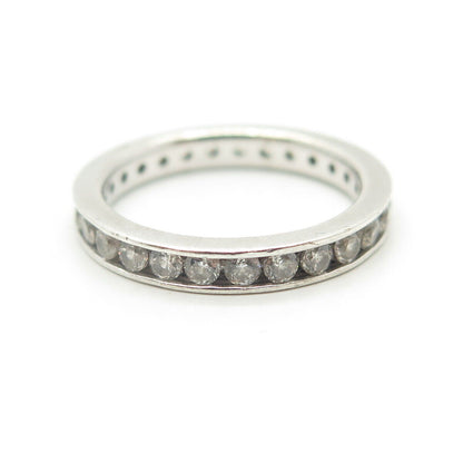 925 Sterling Silver Round-Cut Shaped C Z All Around Eternity Ring Size 5