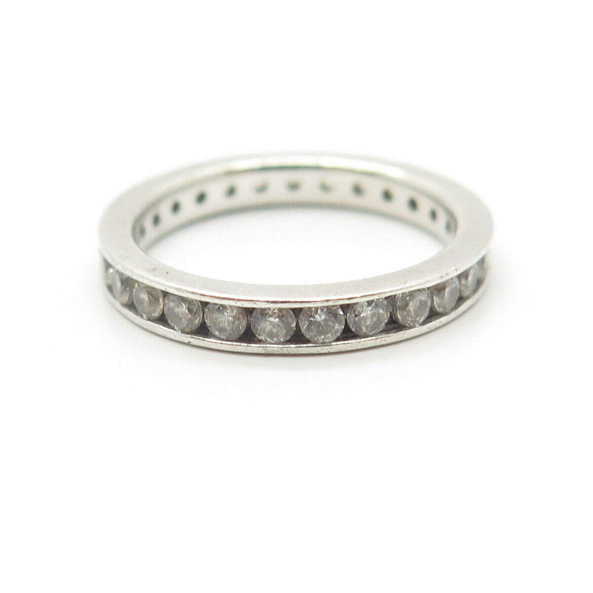 925 Sterling Silver Round-Cut Shaped C Z All Around Eternity Ring Size 5