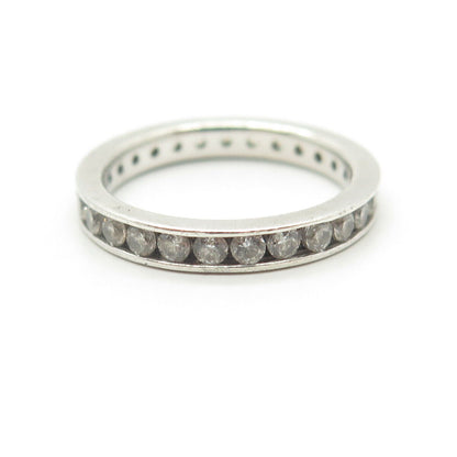 925 Sterling Silver Round-Cut Shaped C Z All Around Eternity Ring Size 5