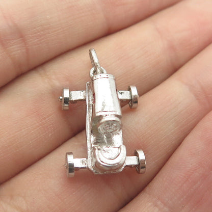 925 Sterling Silver Antique Retro Racing Car 3D Charm Pendant