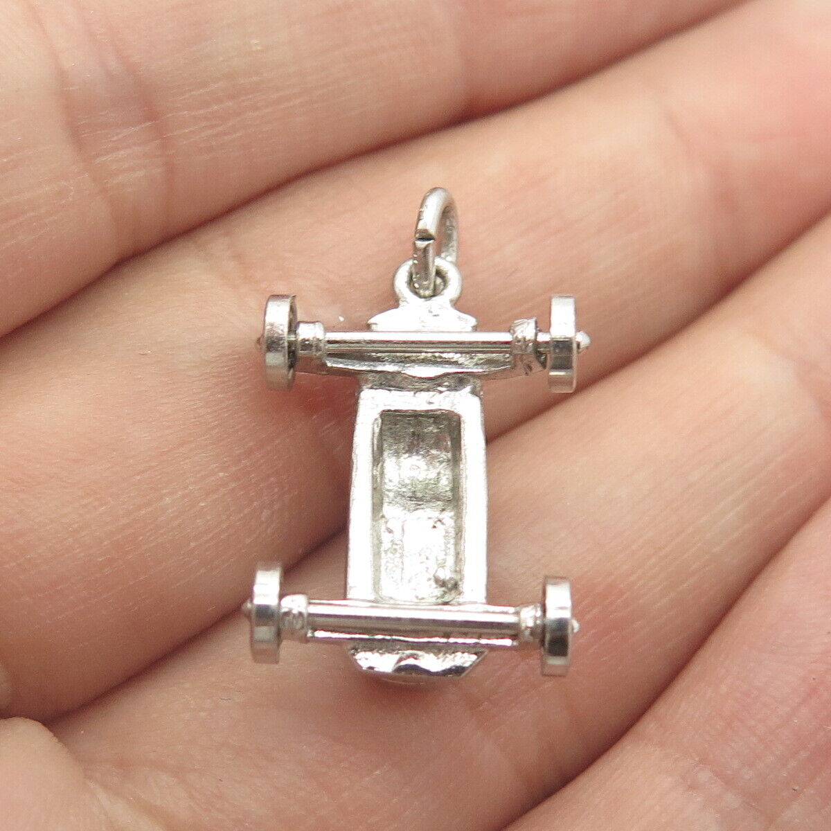 925 Sterling Silver Antique Retro Racing Car 3D Charm Pendant