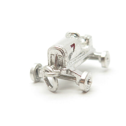 925 Sterling Silver Antique Retro Racing Car 3D Charm Pendant